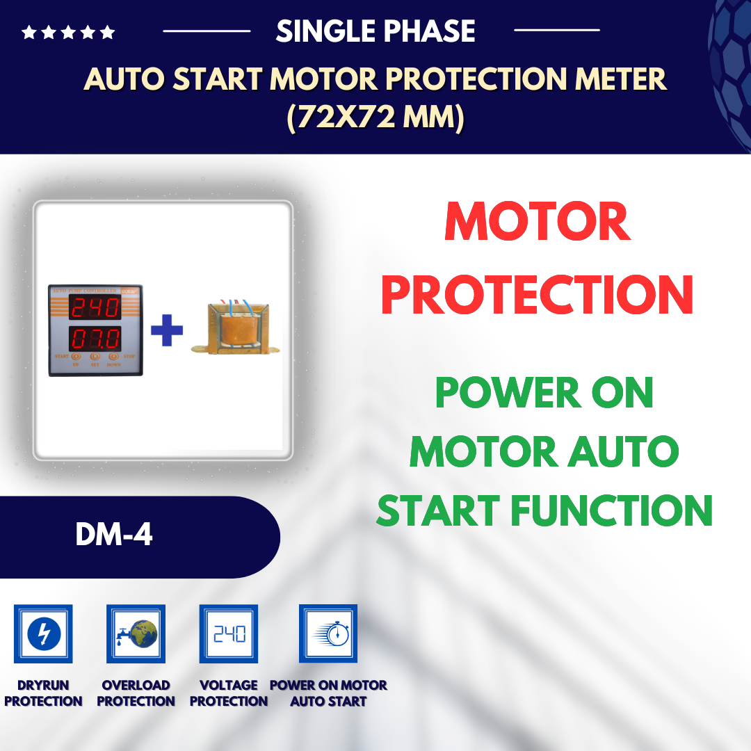 Single Phase Auto Start Motor Protection Meter (72x72 mm)
