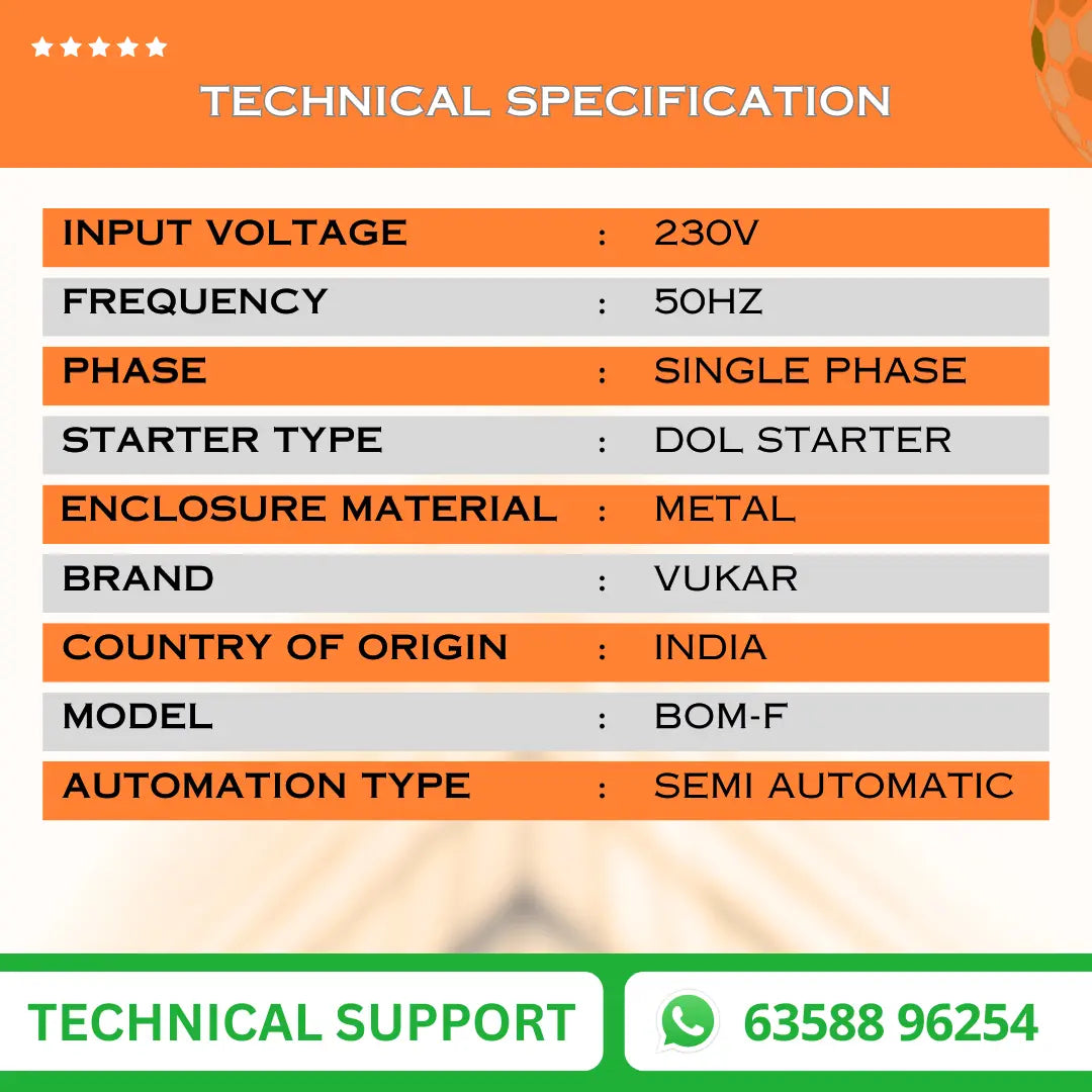 Single Phase Digital Openwell / Borewell Starter Panel with Motor Safety & Motor Auto Off / Stop Timer (BOM-F) VUKAR