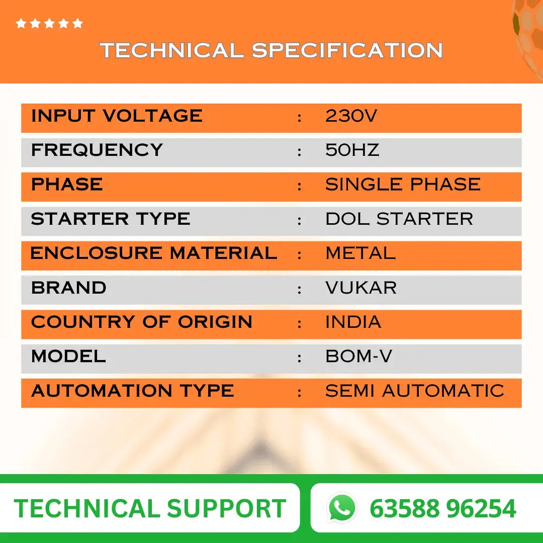 Single Phase Monoblock (Tullu) Starter Panel with Motor Safety, Cyclic Timer & Water Level Indicator (MOM-V) VUKAR