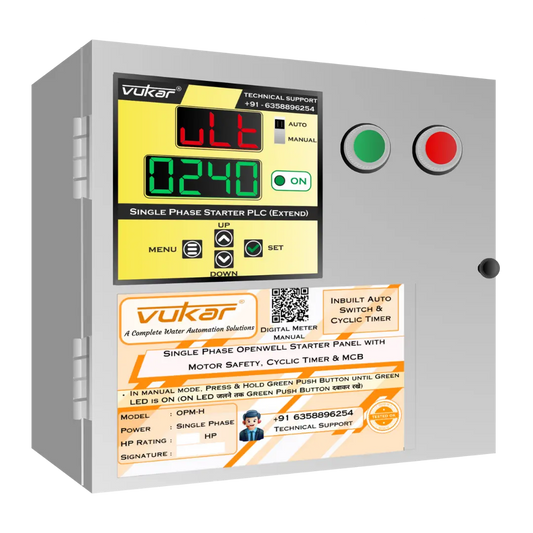Single Phase Openwell Starter Panel with Motor Safety, Cyclic Timer & MCB (OPM-H) VUKAR