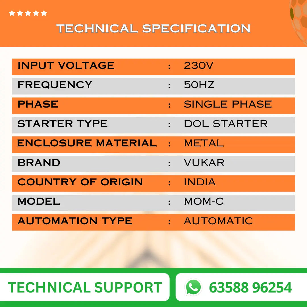 Single Phase Monoblock (Tullu) Starter Panel with Motor Safety & Cyclic Timer (MOM-C) VUKAR