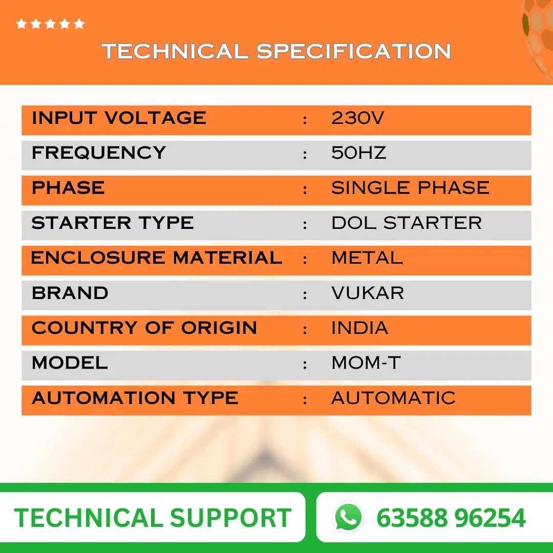 Single Phase Monoblock (Tullu) Starter Panel with Motor Safety, Cyclic Timer & Clock Timer (MOM-T) VUKAR