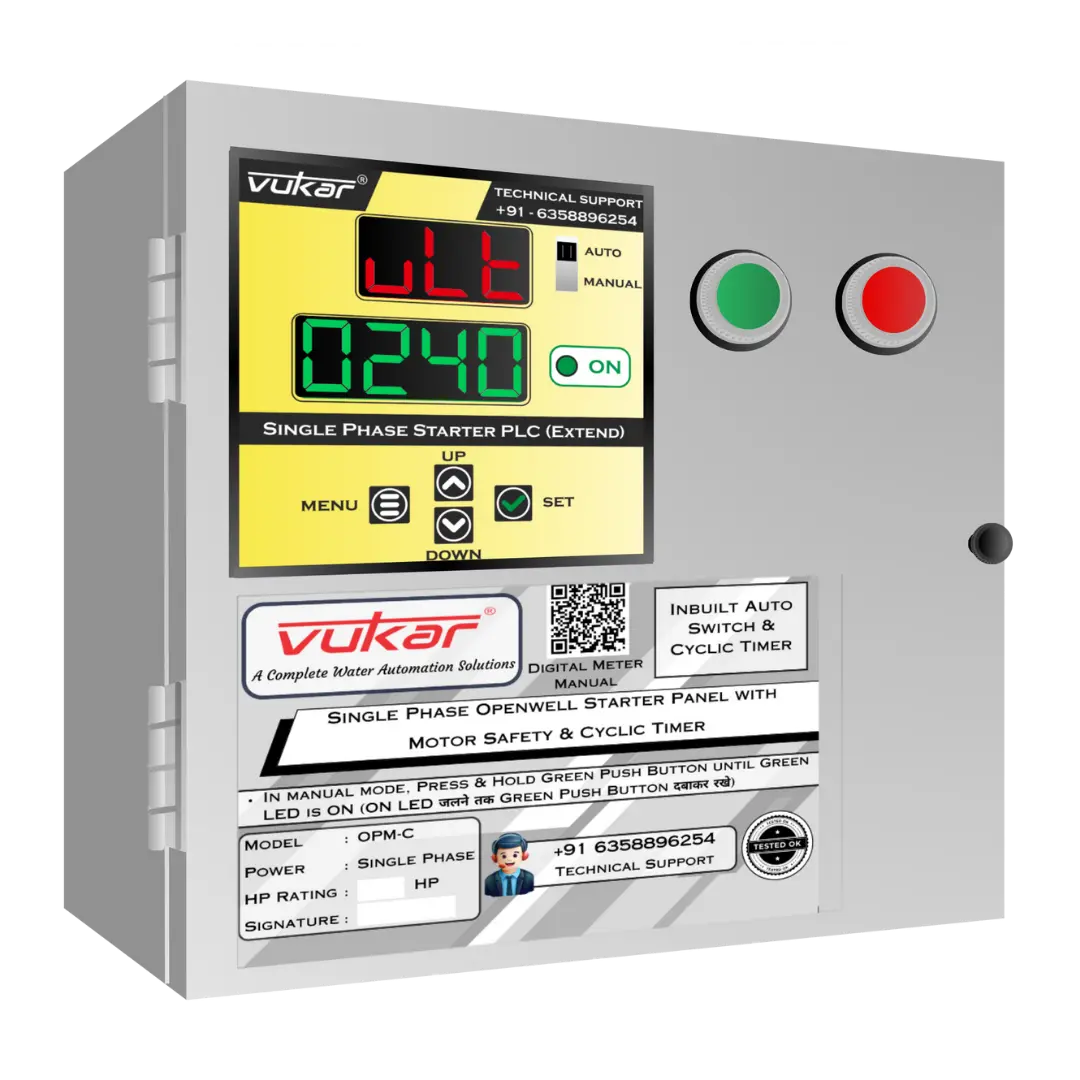 Single Phase Openwell Starter Panel with Motor Safety & Cyclic Timer (OPM-C) VUKAR