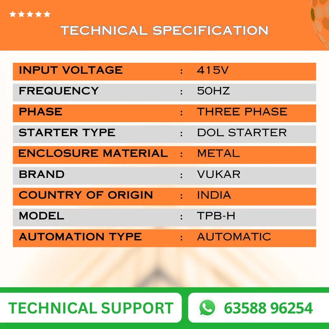 3 Phase DOL Borewell Automatic Starter Panel with Water Level Controller,  Motor Safety, Cyclic Timer & MCB (TPB-H) VUKAR