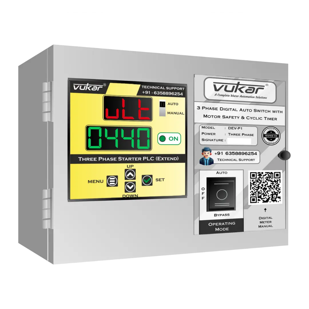 3 Phase Digital Auto Switch with Motor Safety & Cyclic Timer (DEV-P1) VUKAR