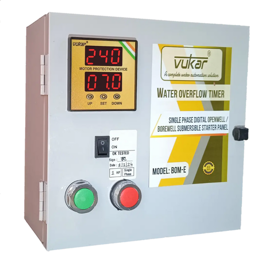 Single Phase Digital Openwell / Borewell Starter Panel with Motor Safety & Motor Auto Off / Stop Timer (BOM-E) VUKAR
