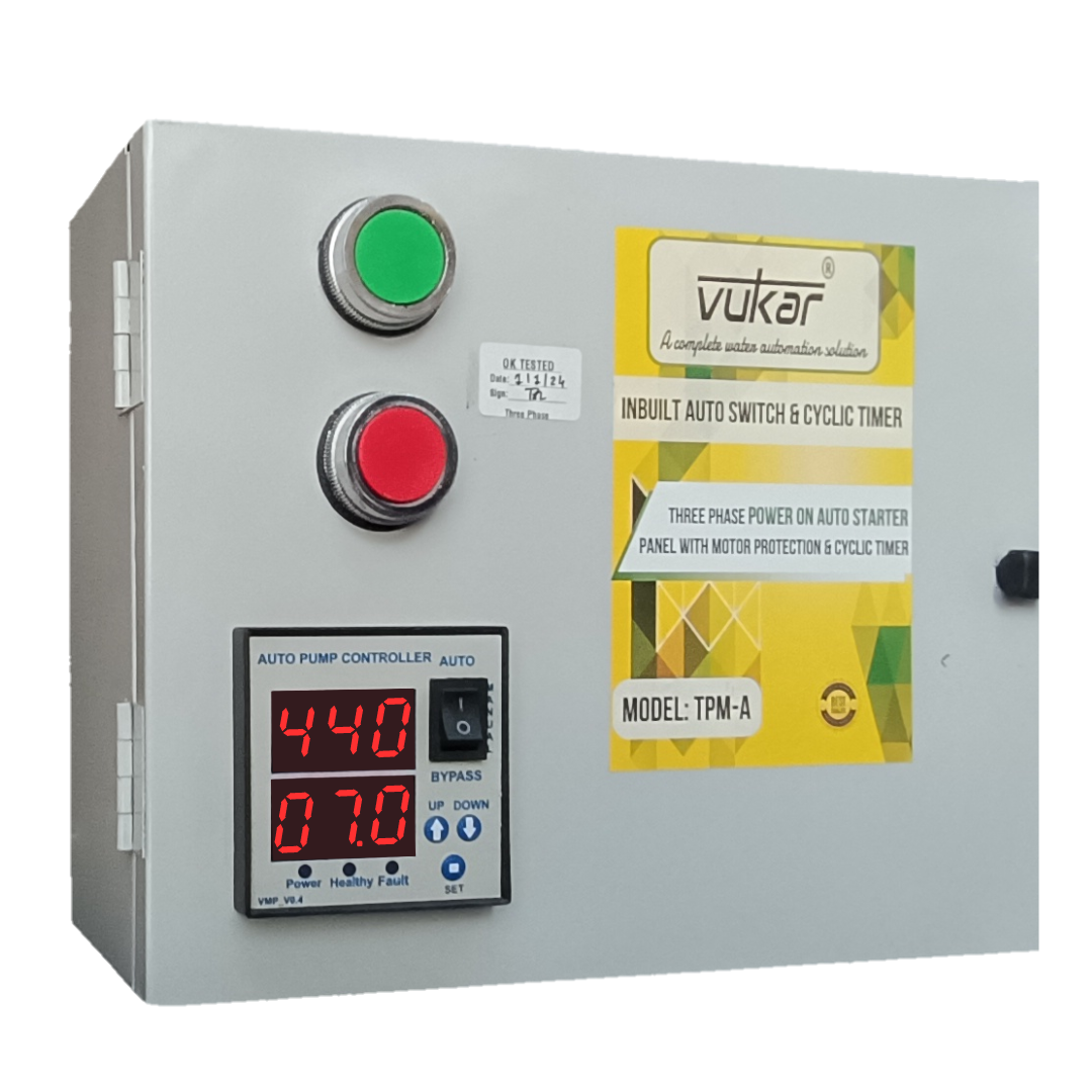 Three Phase Digital DOL Auto Motor Starter Panel Board for Borewell  Submersible Pump with Dry Run, Overload, Voltage Protection, Cyclic Timer  and