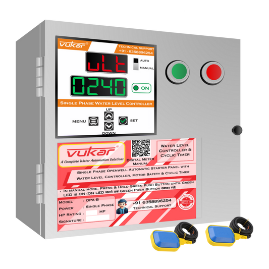 Single Phase Openwell Automatic Starter Panel with Water Level Controller, Motor Safety & Cyclic Timer (OPA-B)
