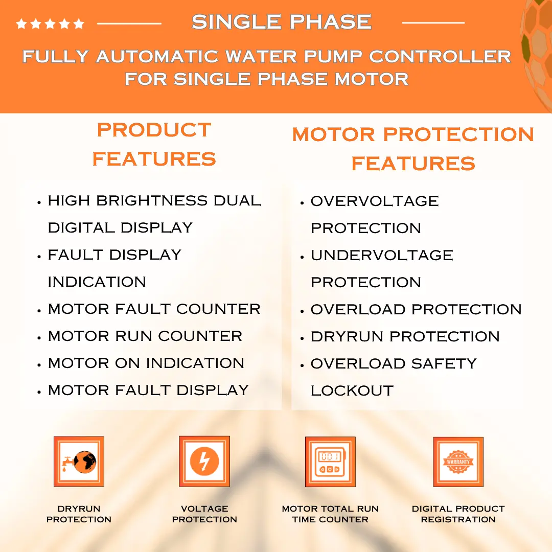 Vukar Fully Automatic Water Pump Controller for Single Phase Motor VUKAR