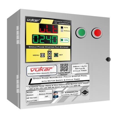 Single Phase Monoblock (Tullu) Starter Panel with Motor Safety & Cyclic Timer (MOM-C)