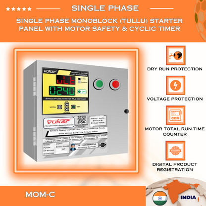 Single Phase Monoblock (Tullu) Starter Panel with Motor Safety & Cyclic Timer (MOM-C)