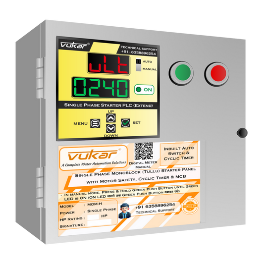 Single Phase Monoblock (Tullu) Starter Panel with Motor Safety, Cyclic Timer & MCB (MOM-H)