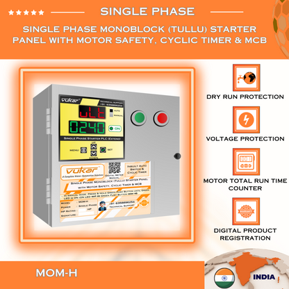 Single Phase Monoblock (Tullu) Starter Panel with Motor Safety, Cyclic Timer & MCB (MOM-H)