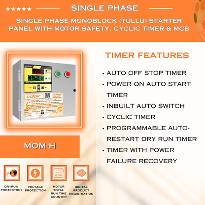Single Phase Monoblock (Tullu) Starter Panel with Motor Safety, Cyclic Timer & MCB (MOM-H)