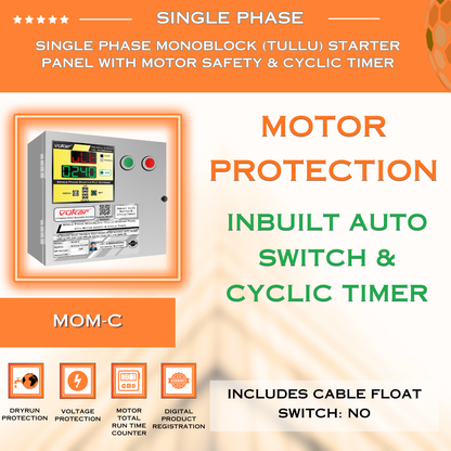 Single Phase Monoblock (Tullu) Starter Panel with Motor Safety & Cyclic Timer (MOM-C)