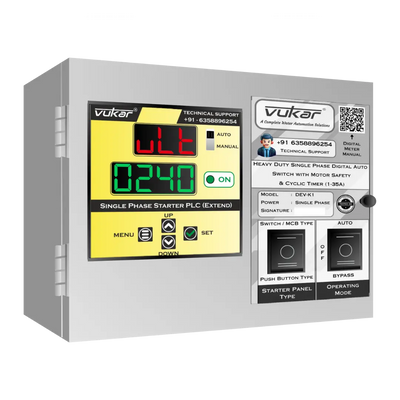 Heavy Duty Single Phase Digital Auto Switch with Motor Safety & Cyclic Timer (1-35A) (DEV-K1) VUKAR