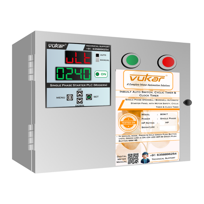 Single Phase Borewell / Openwell Starter Panel with Clock Timer – VUKAR