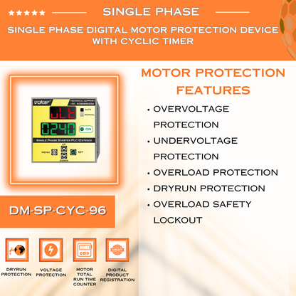 Single Phase Digital Meter with Motor Protection & Cyclic Timer (DM-SP-CYC-96)