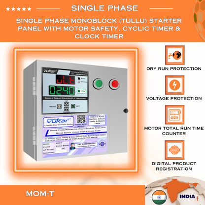 Single Phase Monoblock  (Tullu) Starter Panel with Motor Safety, Cyclic Timer & Clock Timer (MOM-T)