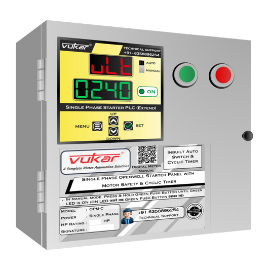 Single Phase Openwell Starter Panel with Motor Safety & Cyclic Timer (OPM-C)