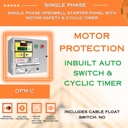 Single Phase Openwell Starter Panel with Motor Safety & Cyclic Timer (OPM-C)