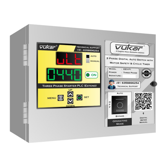 3 Phase Digital Auto Switch with Motor Safety & Cyclic Timer (DEV-P1)