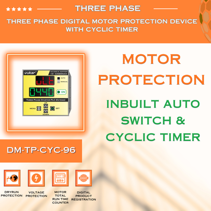 Three Phase Digital Meter with Motor Protection & Cyclic Timer (DM-TP-CYC-96)