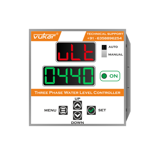 Three Phase Digital Meter with Motor Protection, Cyclic Timer & Water Level Controller (DM-TP-LLC-96)