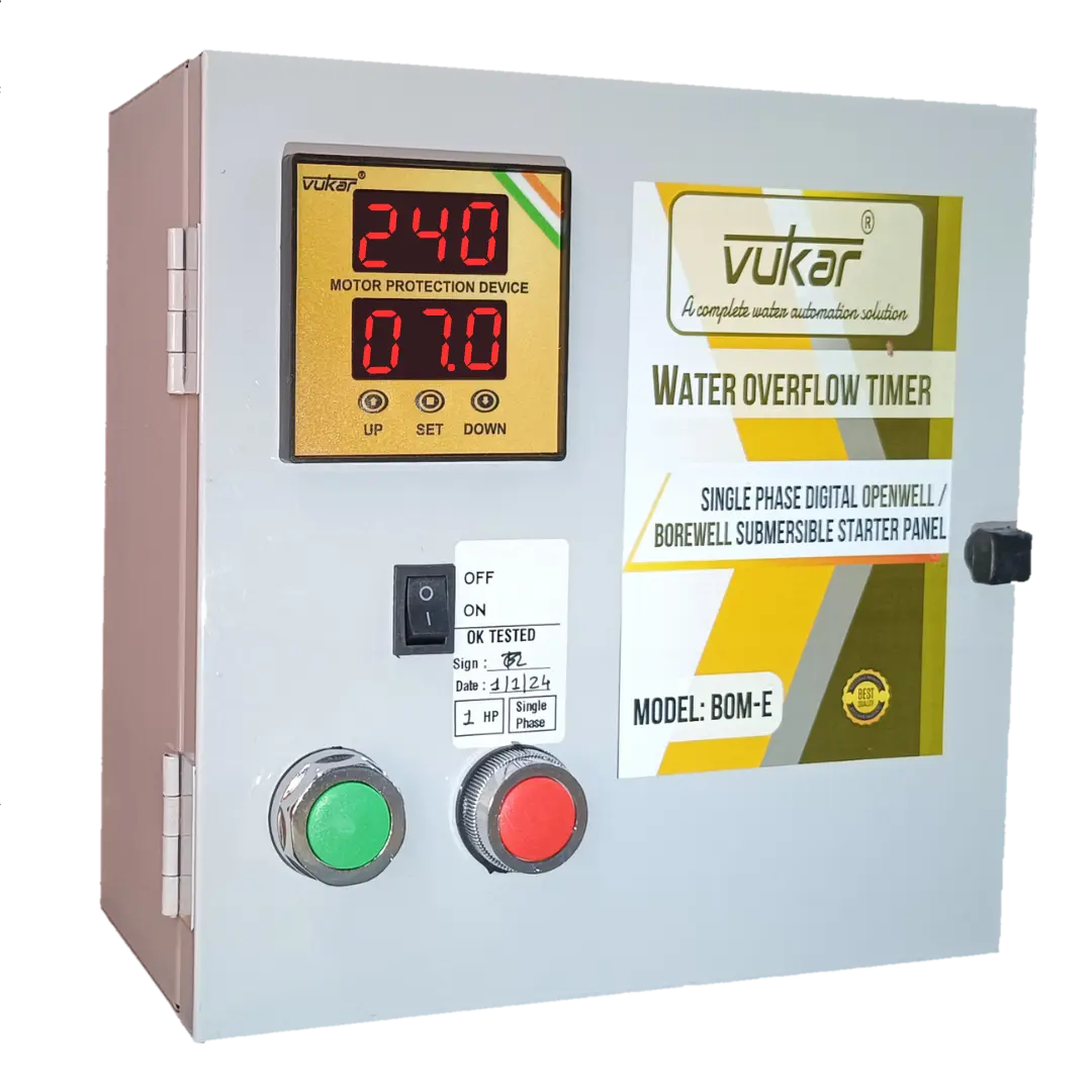 Single Phase Digital Openwell / Borewell Starter Panel with Motor Safety & Motor Auto Off / Stop Timer (BOM-E) VUKAR