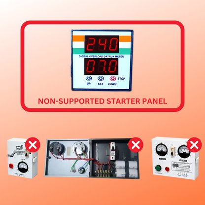AC motor protection device with dry run, overload, overvoltage, undervoltage protection and water overflow stop timer for water pump motor starter with contactor panel (DEV-C)